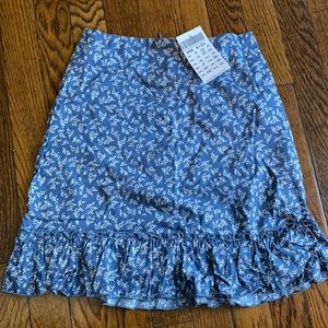 Brandy Melville blue print mini skirt with ruffle